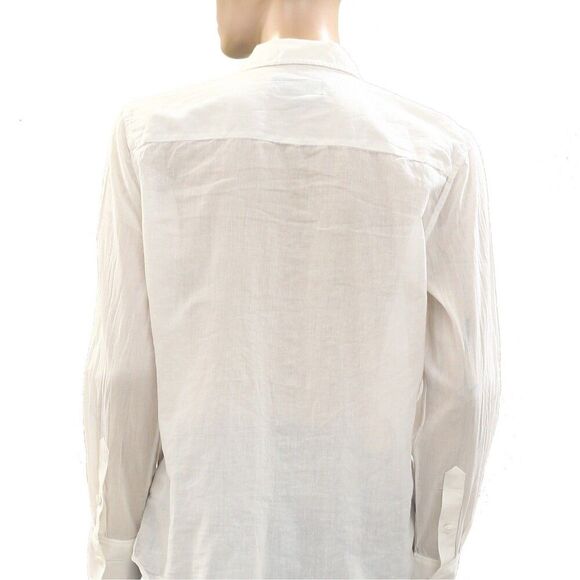 Nili Lotan Nathael Shirt Tunic Top Buttondown Ruffle Cotton Ivory XS NEW 283654 - Picture 10 of 11